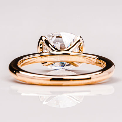 2.54 CT Cushion Solitaire & Half Bezel Moissanite Engagement Ring
