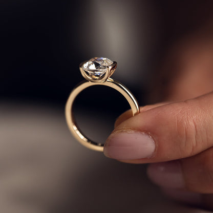 2.54 CT Cushion Solitaire & Half Bezel Moissanite Engagement Ring