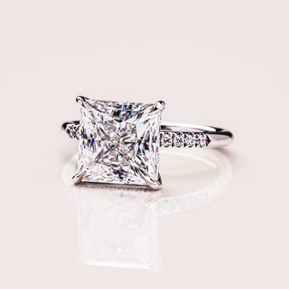 2.87 CT Princess Hidden Halo &  Pave Moissanite Engagement Ring