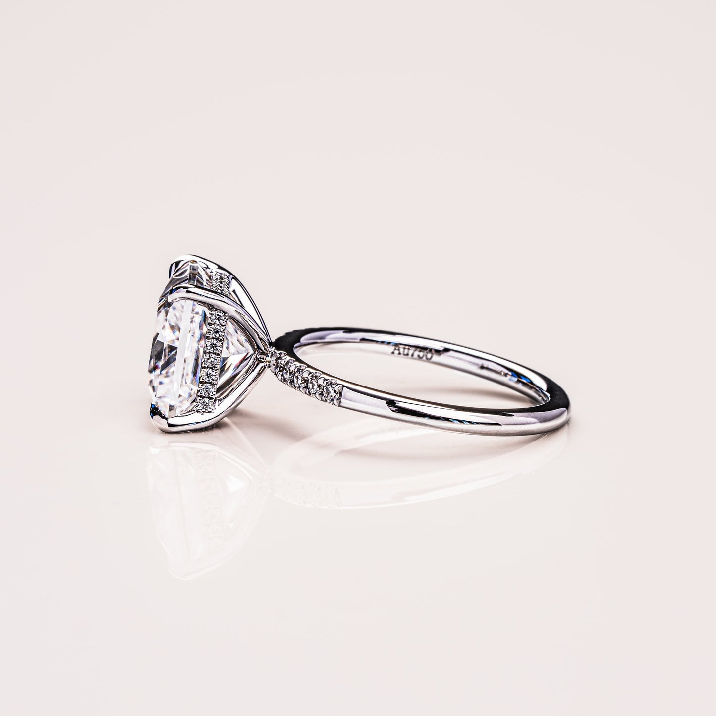 2.87 CT Princess Hidden Halo &  Pave Moissanite Engagement Ring