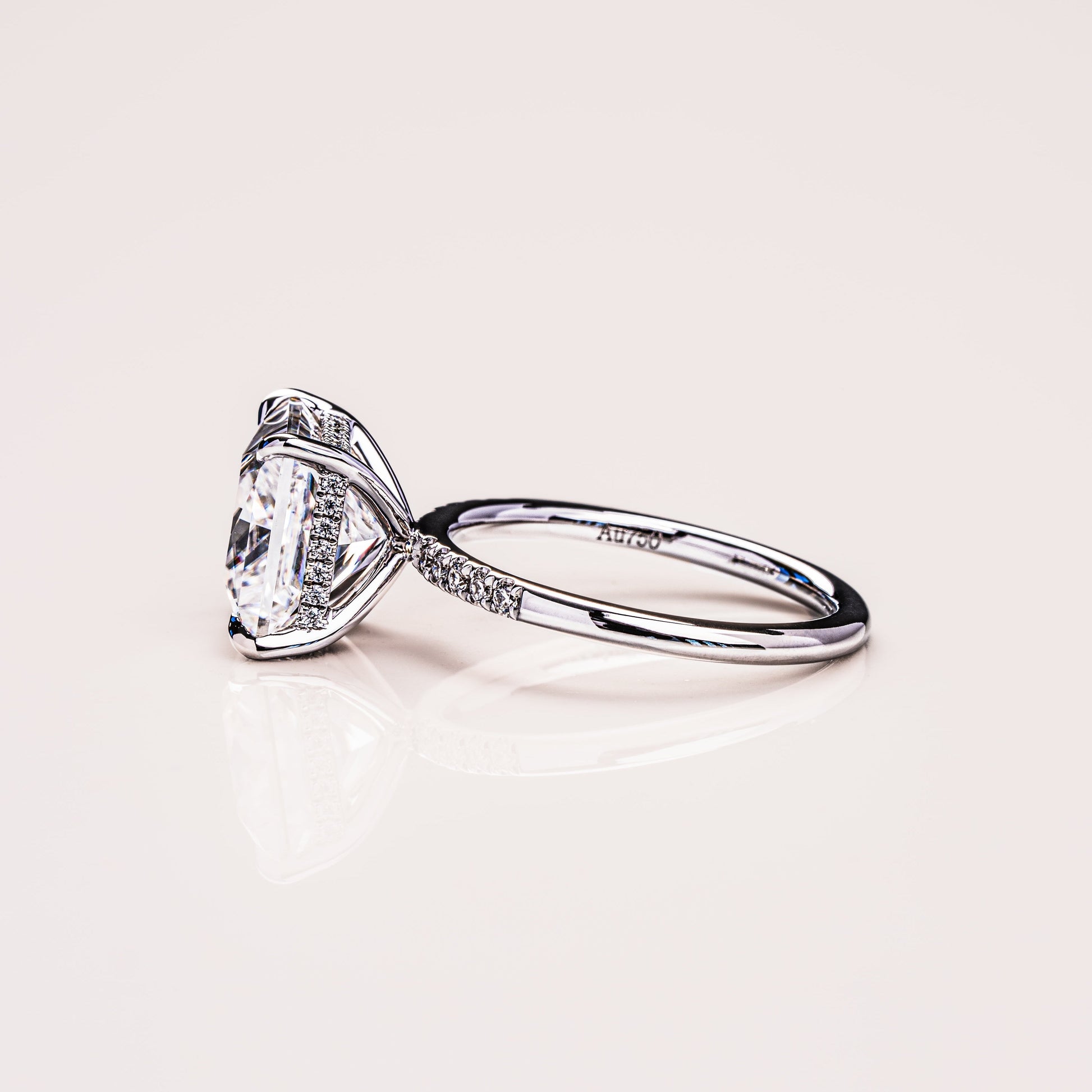 2.87 CT Princess Hidden Halo &  Pave Moissanite Engagement Ring