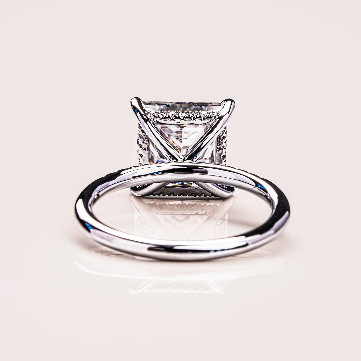 2.87 CT Princess Hidden Halo &  Pave Moissanite Engagement Ring