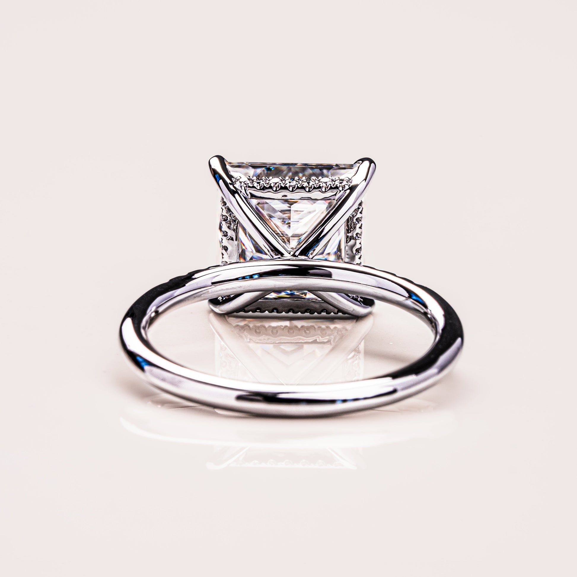 2.87 CT Princess Hidden Halo &  Pave Moissanite Engagement Ring