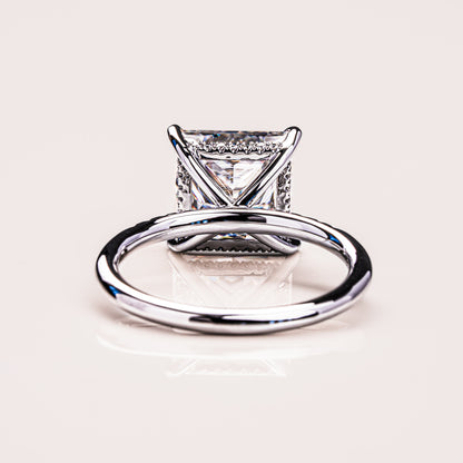 2.87 CT Princess Hidden Halo &  Pave Moissanite Engagement Ring