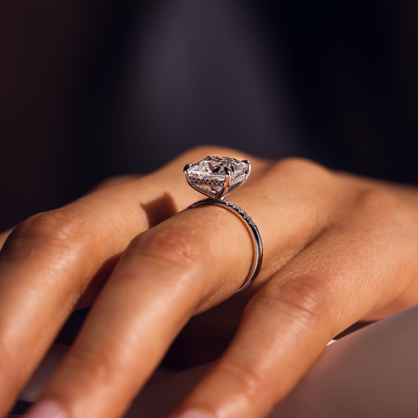 2.87 CT Princess Hidden Halo &  Pave Moissanite Engagement Ring