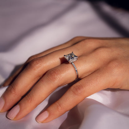 2.87 CT Princess Hidden Halo &  Pave Moissanite Engagement Ring