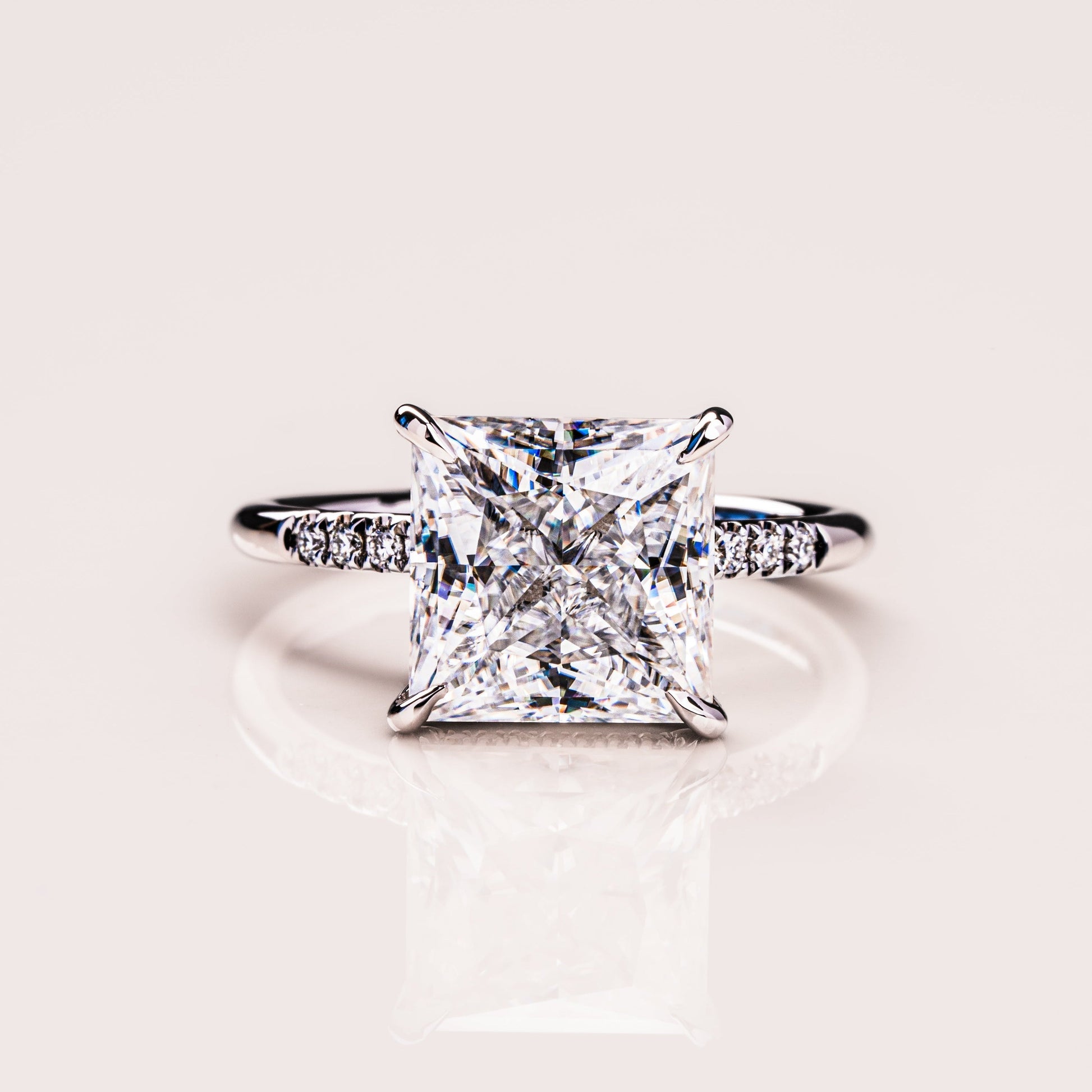 2.87 CT Princess Hidden Halo &  Pave Moissanite Engagement Ring