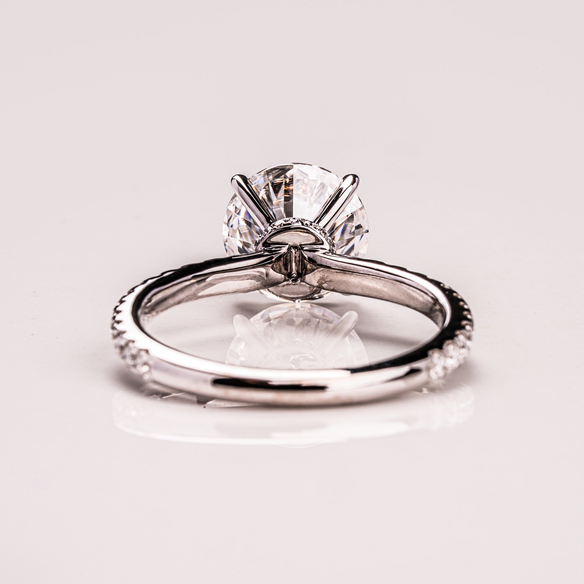 1.9 CT Round Pave  Moissanite Engagement Ring