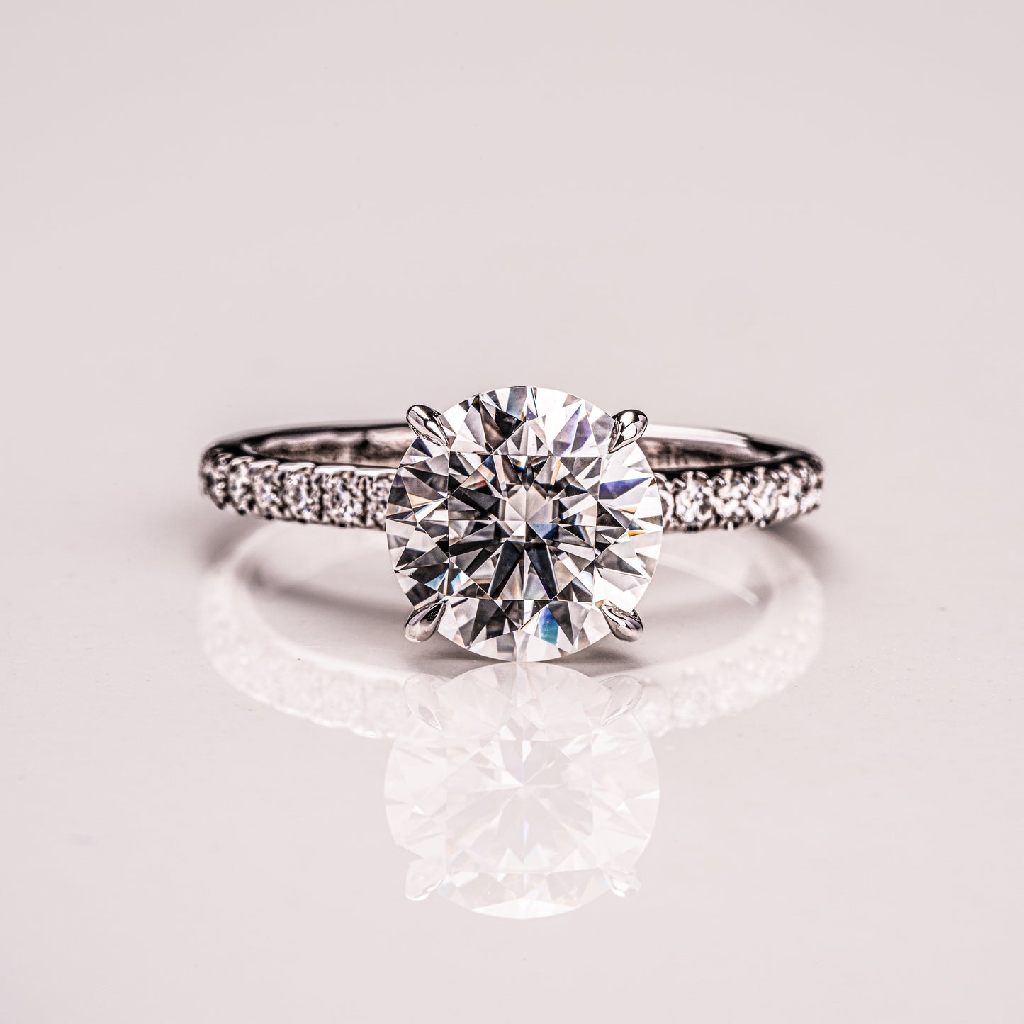 1.9 CT Round Pave  Moissanite Engagement Ring