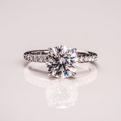1.9 CT Round Pave  Moissanite Engagement Ring