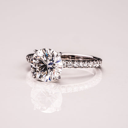 1.9 CT Round Pave  Moissanite Engagement Ring