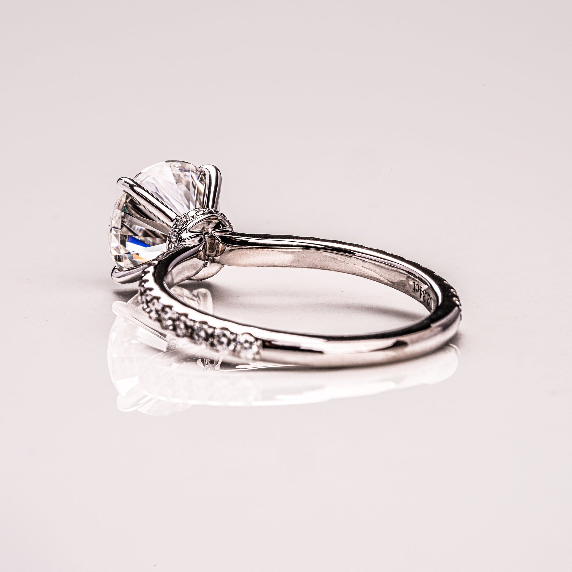 1.9 CT Round Pave  Moissanite Engagement Ring