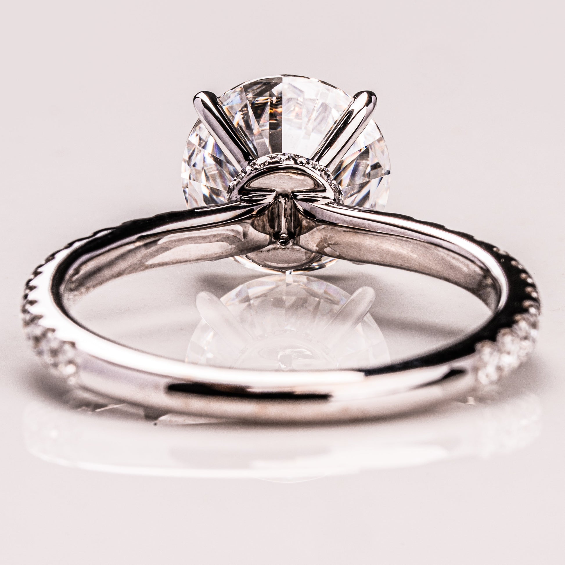 1.9 CT Round Pave  Moissanite Engagement Ring