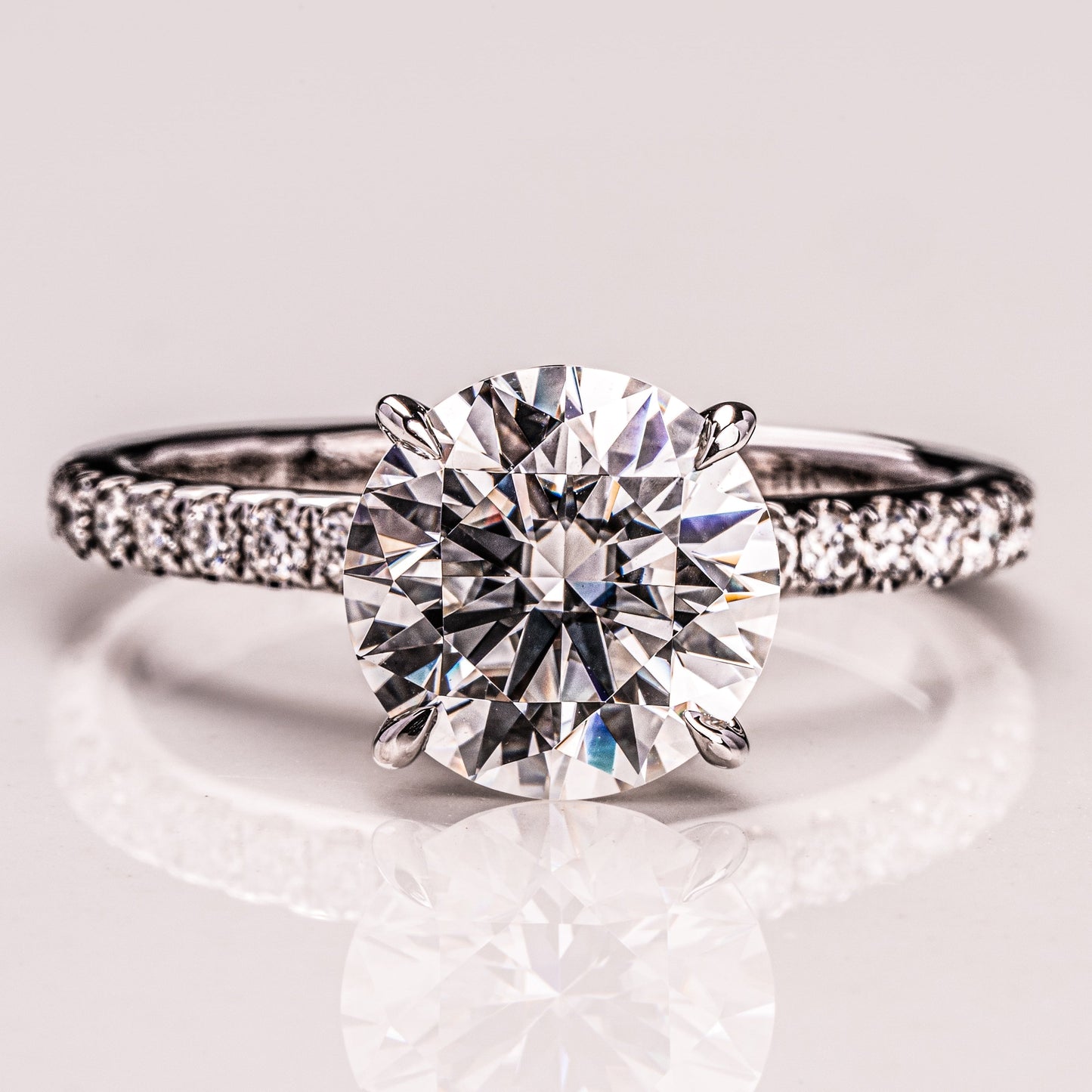 1.9 CT Round Pave  Moissanite Engagement Ring
