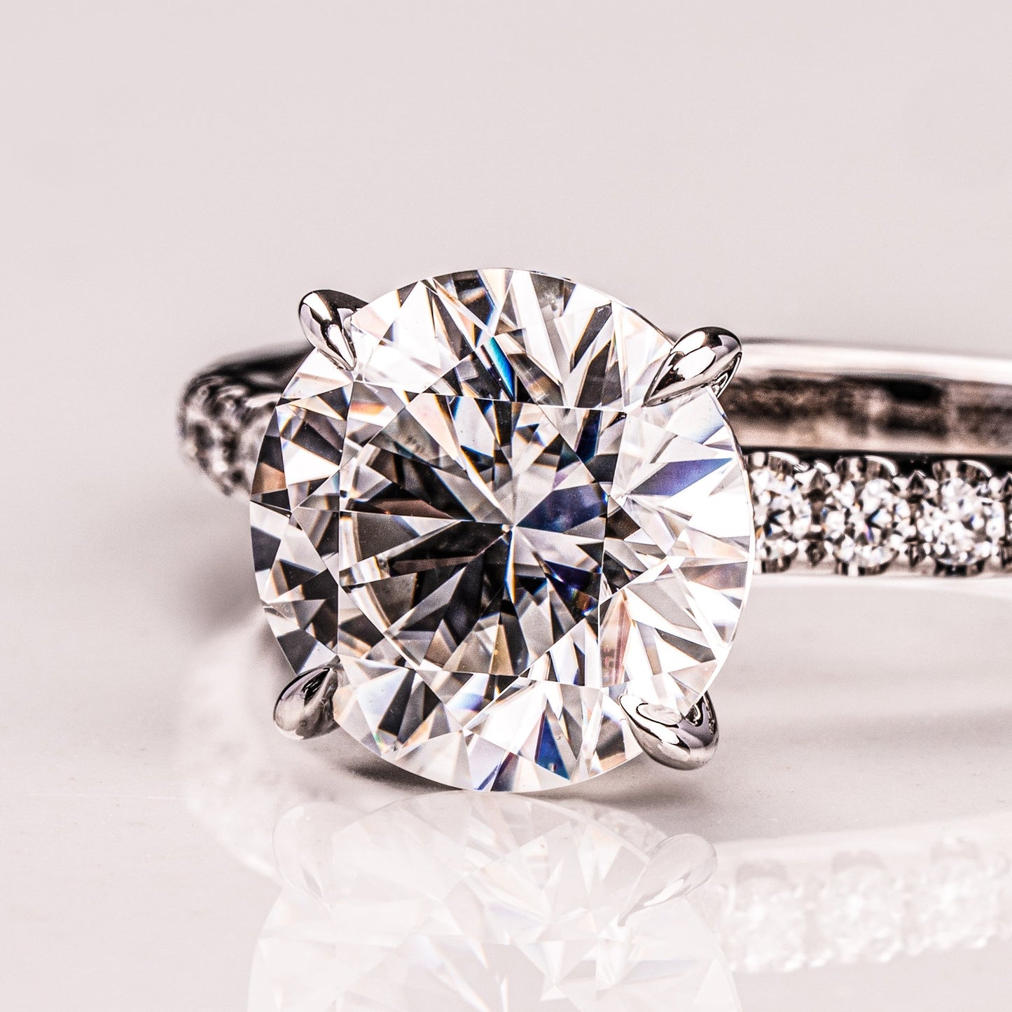 1.9 CT Round Pave  Moissanite Engagement Ring