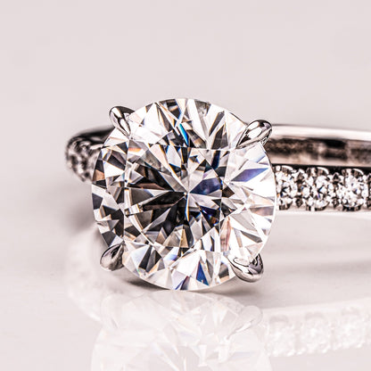 1.9 CT Round Pave  Moissanite Engagement Ring