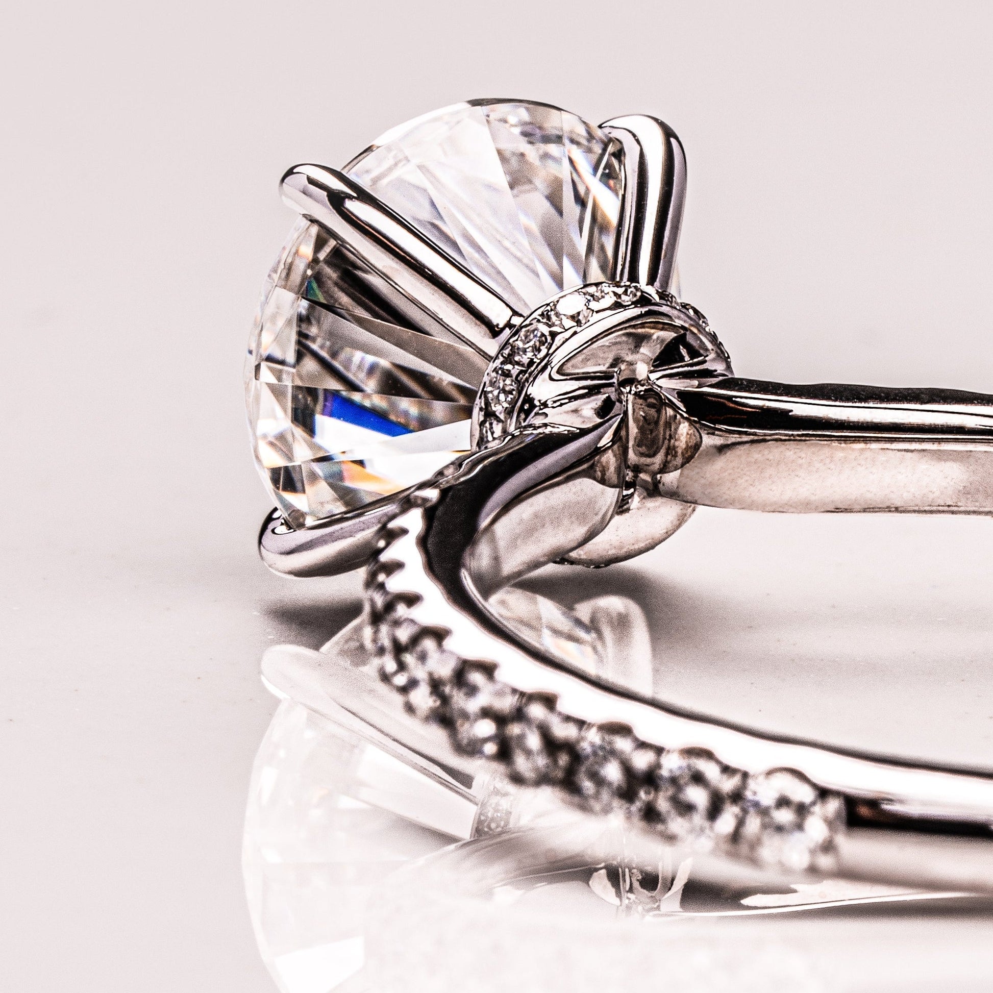 1.9 CT Round Pave  Moissanite Engagement Ring
