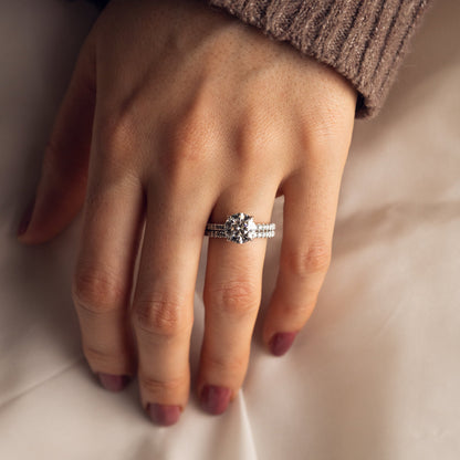 1.9 CT Round Pave  Moissanite Engagement Ring