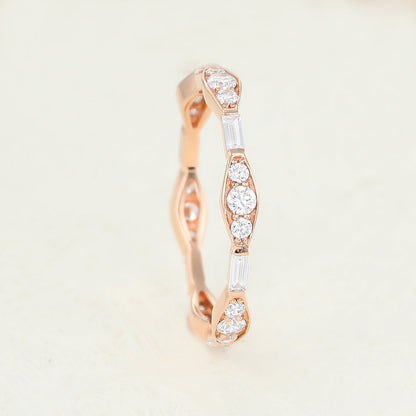 0.72 TCW Baguette & Round Full Eternity Moissanite Wedding Band
