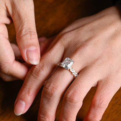 2.0 CT Radiant Pave Moissanite Engagement Ring