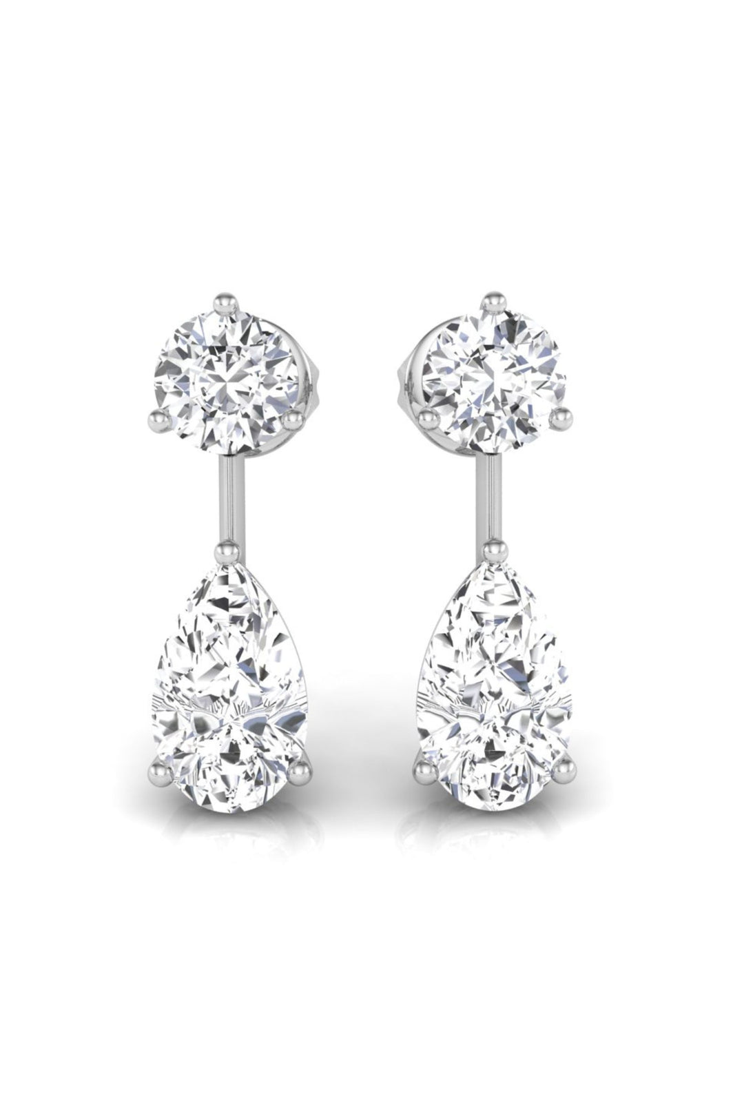 1.83 TCW Pear & Round Cut Stud Moissanite Earrings