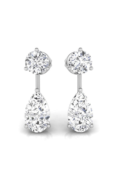 1.83 TCW Pear & Round Cut Stud Moissanite Earrings