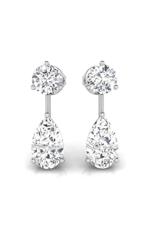 1.83 TCW Pear & Round Cut Stud Moissanite Earrings