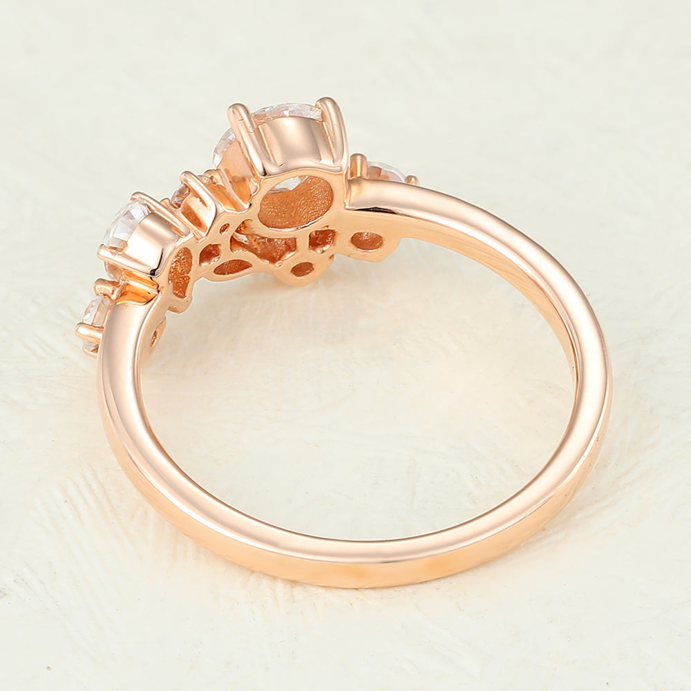 1 TCW Marquise, Round & Pear Cluster Moissanite Wedding Band