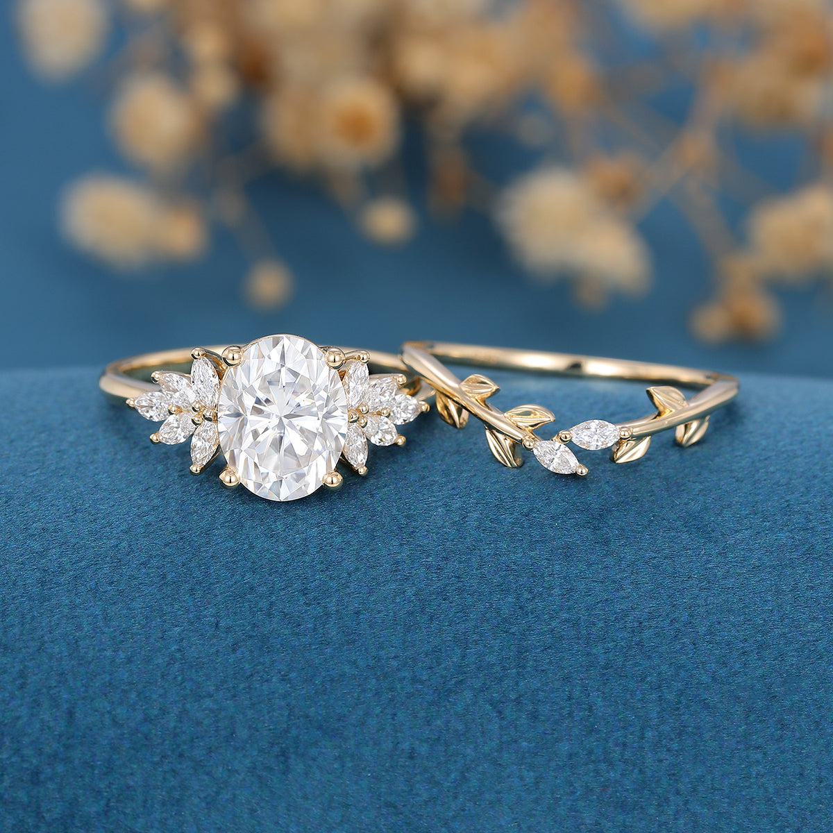 2.72 CT Oval Cluster Moissanite Bridal Set