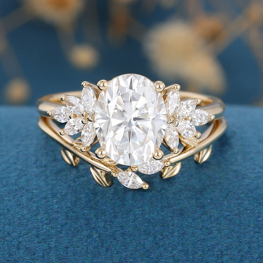 2.72 CT Oval Cluster Moissanite Bridal Set