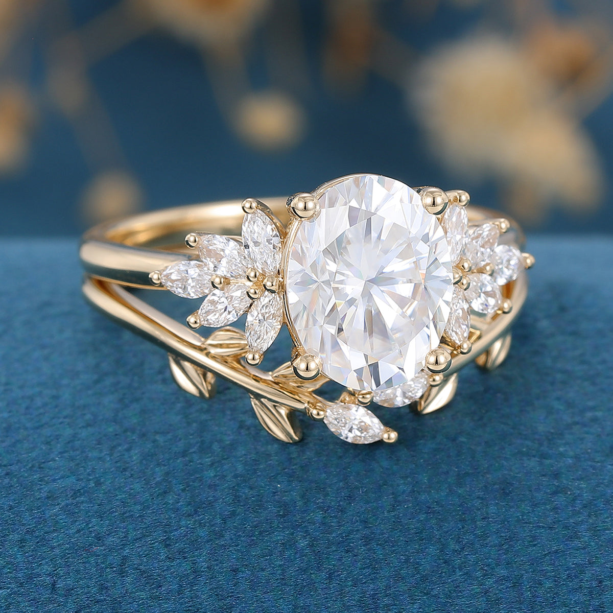 2.72 CT Oval Cluster Moissanite Bridal Set