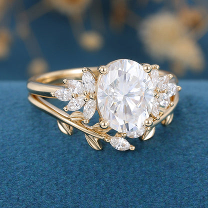 2.72 CT Oval Cluster Moissanite Bridal Set
