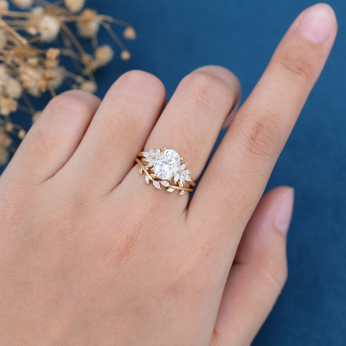 2.72 CT Oval Cluster Moissanite Bridal Set