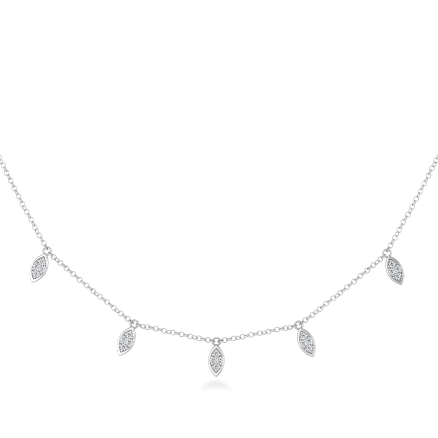 0.10 CT Round Shaped Moissanite Necklace In Multi Stone Design