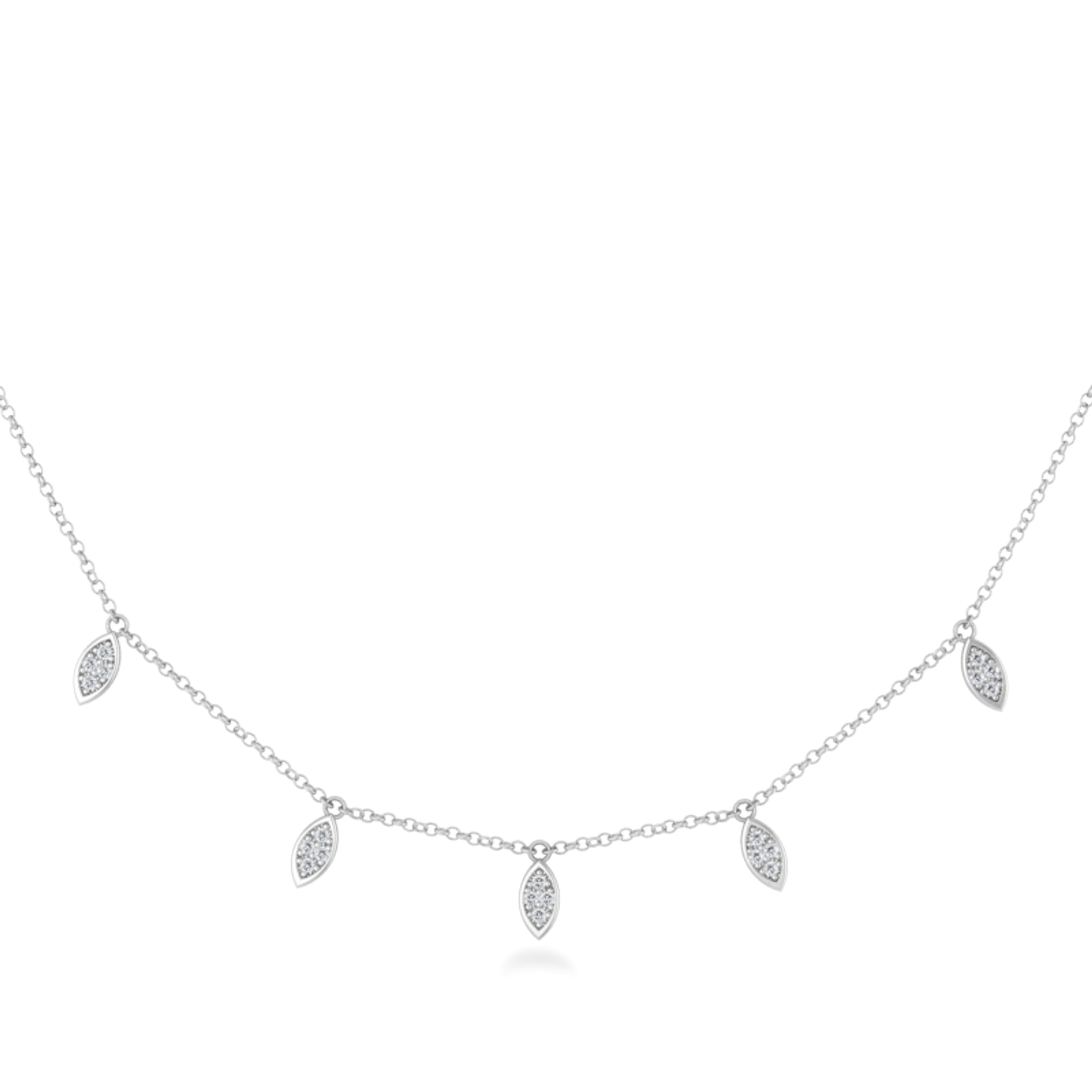 0.10 CT Round Shaped Moissanite Necklace In Multi Stone Design