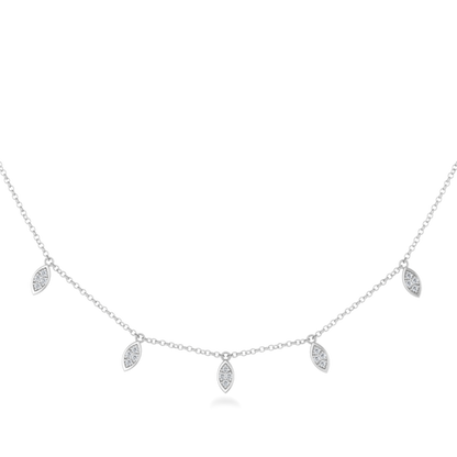 0.10 CT Round Shaped Moissanite Necklace In Multi Stone Design