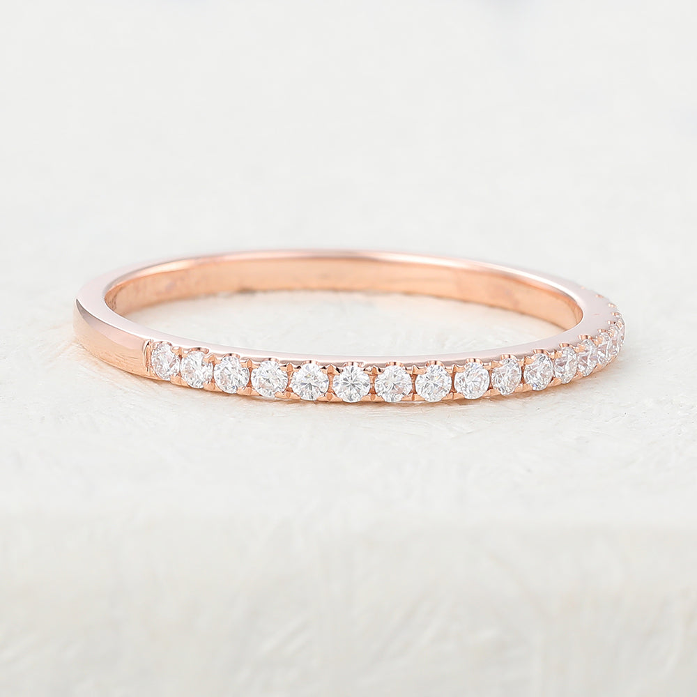 0.22 TCW Round Shaped Moissanite Half Eternity Wedding Band