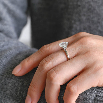 2.0 CT Pear Cluster Moissanite Engagement Ring