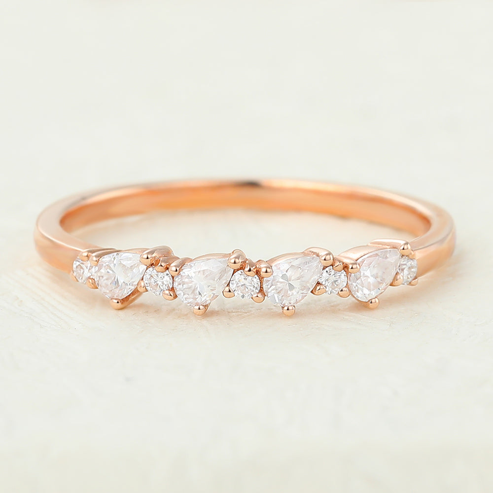 0.33 TCW Pear & Round Half Eternity Moissanite Wedding Band
