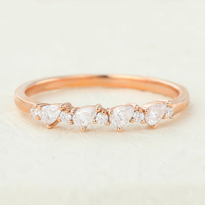 0.33 TCW Pear & Round Half Eternity Moissanite Wedding Band