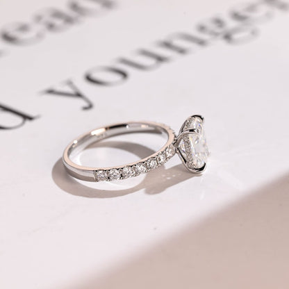 2.5 CT Radiant Pave Moissanite Engagement Ring