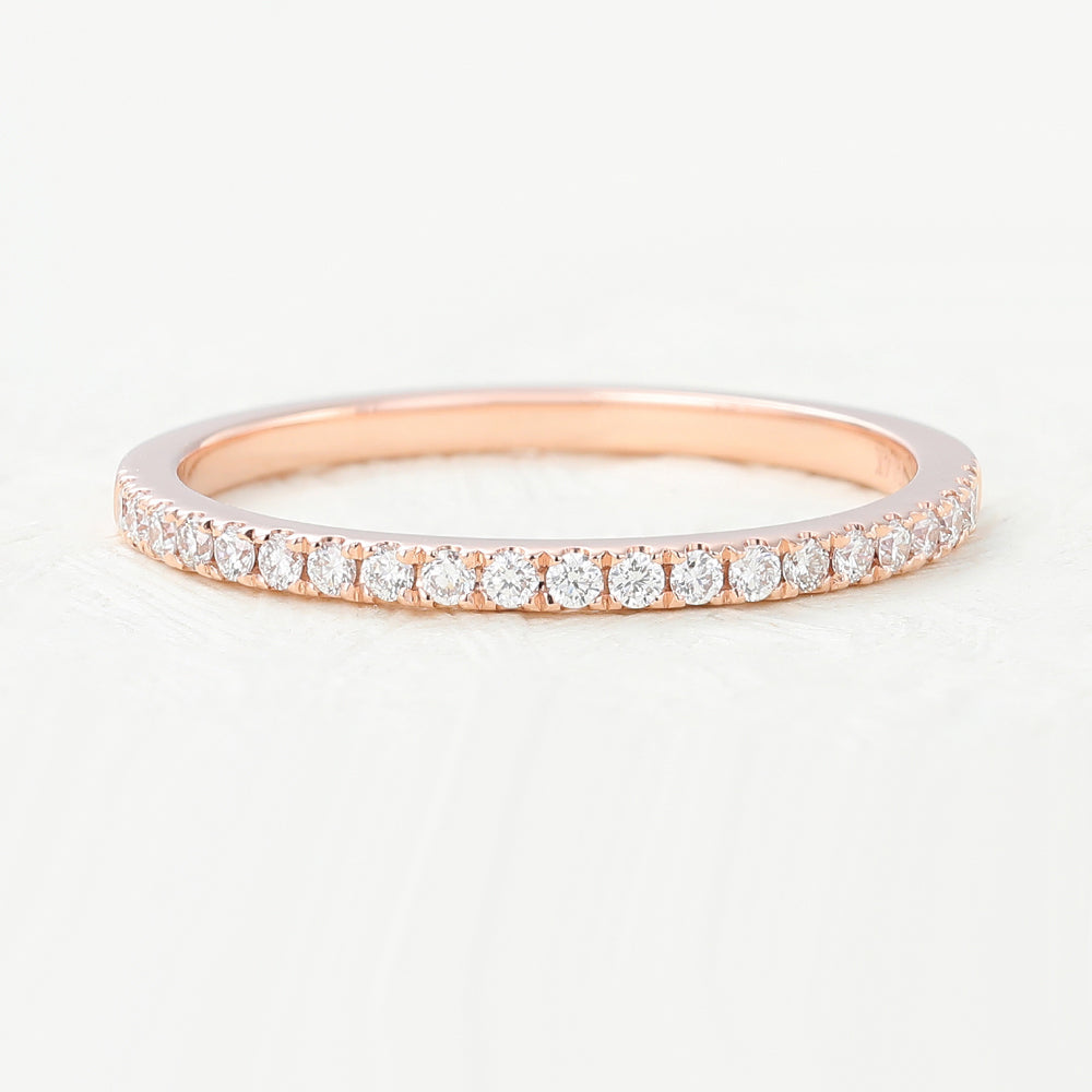 0.14 TCW Round Half Eternity Moissanite Wedding Band