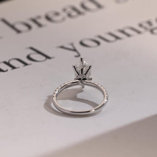 2.0 CT Marquise Pave Moissanite Engagement Ring