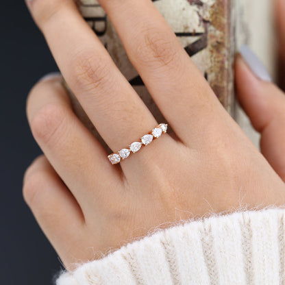 1.4 TCW Pear Half Eternity Moissanite Wedding Band
