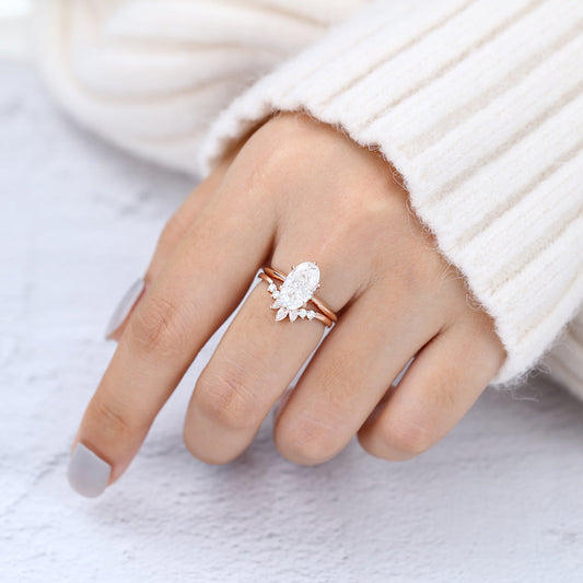 2.5 CT Oval Solitaire Moissanite Bridal Set