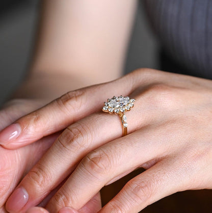 2.0 CT Marquise Pave Moissanite Engagement Ring