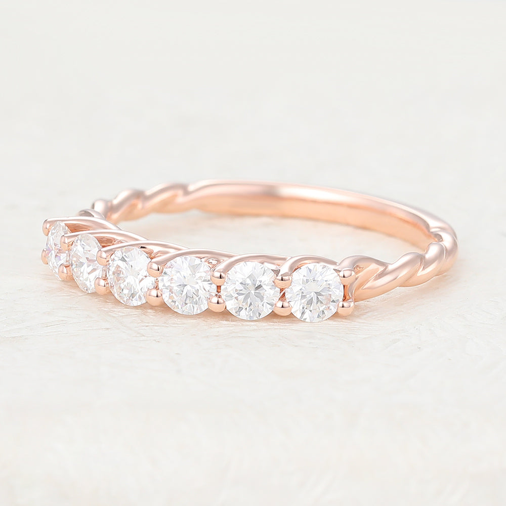 0.6 TCW Round Half Eternity Moissanite Wedding Band