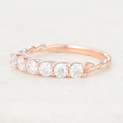 0.6 TCW Round Half Eternity Moissanite Wedding Band