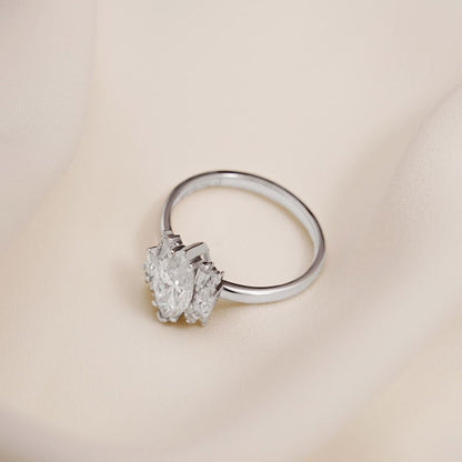 2.0 CT Marquise Cluster Moissanite Engagement Ring