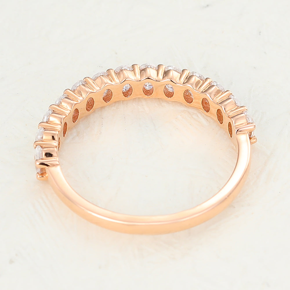 0.78 TCW Oval Half Eternity Moissanite Wedding Band